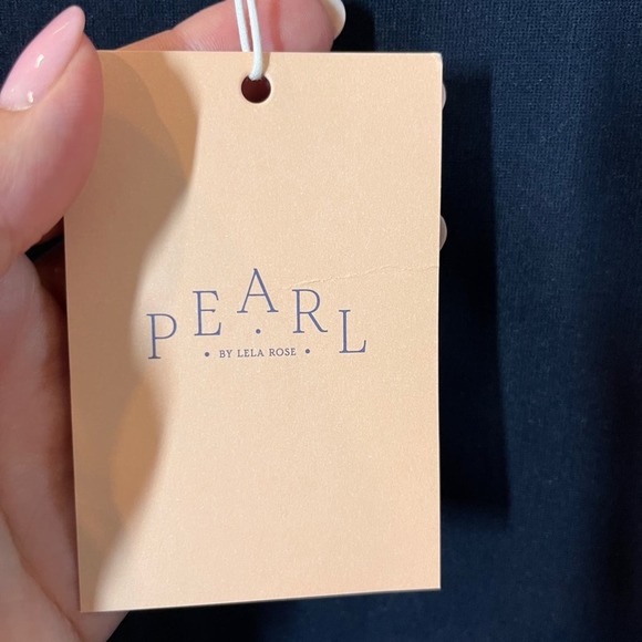 Pearl by Lela Rose Navy Blue Ponte Pearl Sleeve Dress Lg NWT Boat Neck Shift - Picture 7 of 8